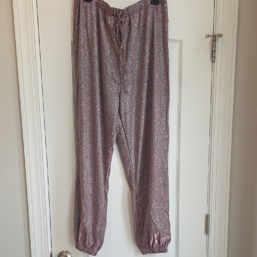 SHEIN Shiny Lavender Drawstring Trousers - Picture 1 of 4